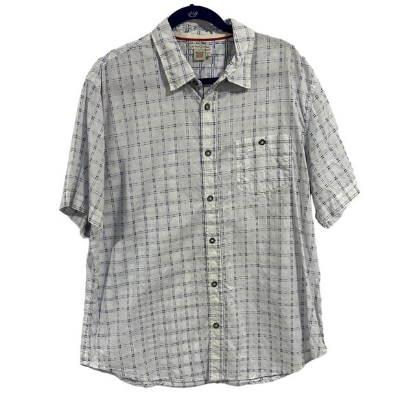 Carbon 2 Cobalt Blue White‎ Checked Short Sleeve Cotton Shirt Men's Size L - Picture 1 of 6